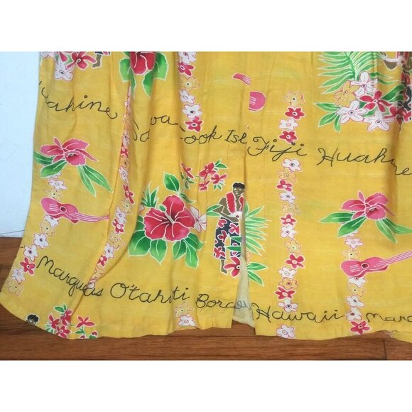 Jams World Janice Dress Long Maxi XXL Hawaiian Tropical Toile Pockets Yellow HTF - Picture 8 of 15